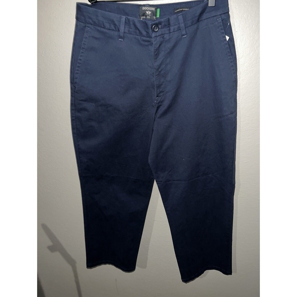 Dockers Signature Khaki Pants Comfort‎ Waistband 594070009 Navy Blue Mens 32x27